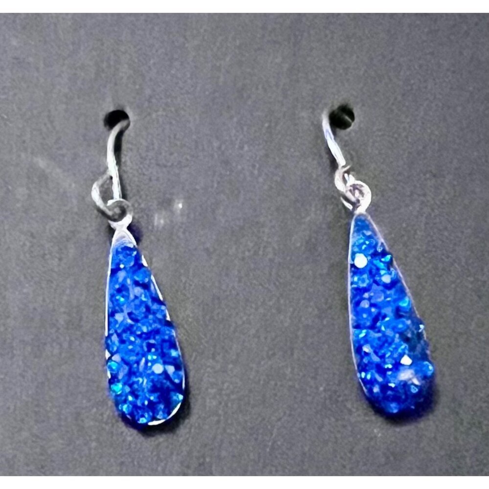 Elements fine silver plated blue crystal earrings